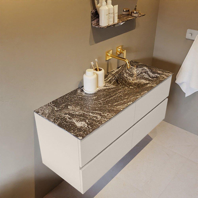 Mondiaz VICA-DLUX ensemble de meuble de salle de bain - 120cm - meuble sous lavabo lin - 4 tiroirs - lavabo encastrée nuage droite - sans trous de robinet - version haute de 60cm - lave