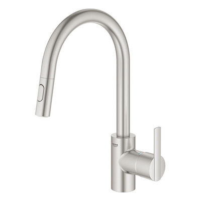 Grohe Feel Keukenkraan - hoog - uittrekbare uitloop - 2 straalsoorten - Brushed Supersteel (RVS)
