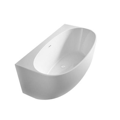 Saniclass Half vrijstaand ligbad - 180x88x58cm - overloop - back to wall - wit