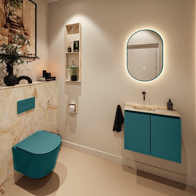 MONDIAZ TURE-DLUX Meuble toilette - 60cm - Smag - EDEN - vasque Frappe - position gauche - sans trou de robinet