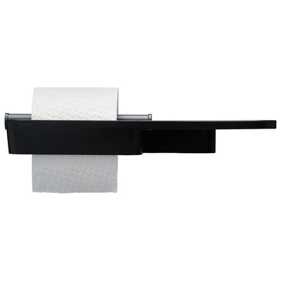 Tiger Tess Toiletrolhouder - met planchet - zelfklevend/boren - zwart/antraciet