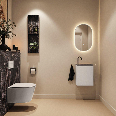 MONDIAZ TURE-DLUX 40cm toiletmeubel Linen. EDEN wastafel Lava positie rechts. Met 1 kraangat.