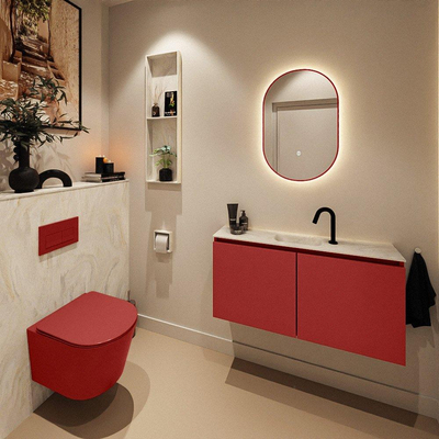 MONDIAZ TURE-DLUX 100cm toiletmeubel Fire. EDEN wastafel Ostra positie midden. Met 1 kraangat.