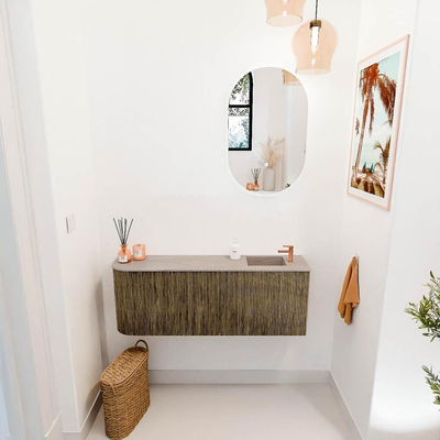 Mondiaz JOYA-DLUX 111.6cm toiletmeubel - ronding links kleur Dusk - Wastafel FAYE positie Rechts 1 kraangat kleur Saba.