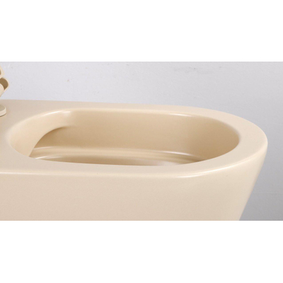 QeramiQ Dely WC suspendu - 36.3x51.7cm - à fond creux - sans bride - avec abattant slim - beige