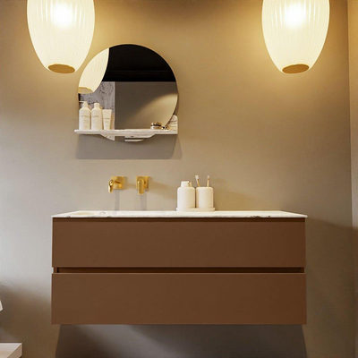 Mondiaz VICA-DLUX ensemble de meuble de salle de bain - 120cm - meuble sous-vasque reposant - 2 tiroirs - lavabo encastré cloud gauche - sans trous de robinet - version haute de 60cm - glace