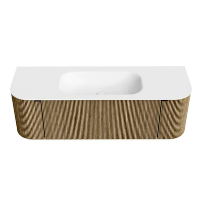 Mondiaz KURVE Badkamermeubelset - 140x46x40cm - 1 lade - 2 deuren - wastafel solid surface - midden - 1 kraangat - Dusk