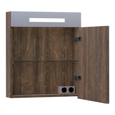 BRAUER Promise spiegelkast – 59x70x15 cm – directe LED – rechtsdraaiend – Grove (noten)