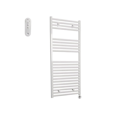 Sanicare HVS Elektrische Radiator - 111.8x45cm - 596W - met afstandsbediening - thermostaat - wit - rechtsonder - wit