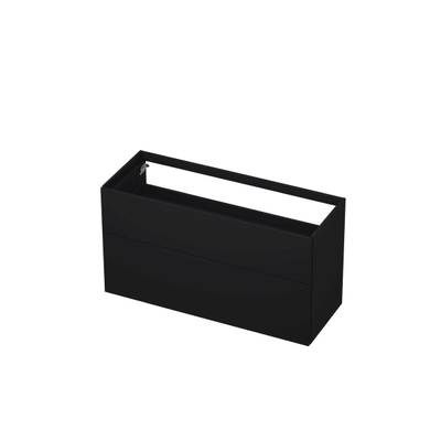 INK P2o Wastafelonderkast - 120x45x65cm - 2 lades - push to open - met rechte opdekfronten - MDF lak - Zwart mat