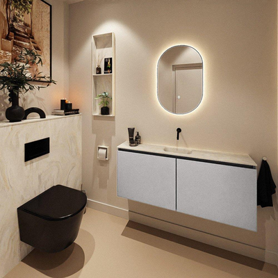 MONDIAZ TURE-DLUX Meuble WC 120 cm Plata. Lavabo EDEN Ostra position milieu. Sans trou de robinet.