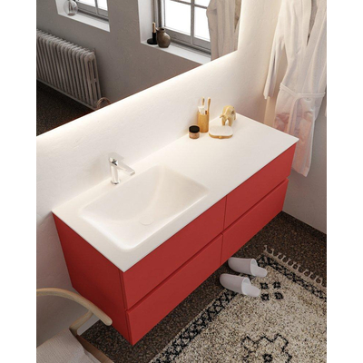 Mondiaz VICA ensemble de meuble de salle de bain - 120cm - meuble sous-vasque fire - 4 tiroirs - lavabo cloud gauche - 1 trou de robinet - version XL 60cm haut