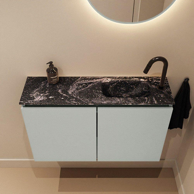 MONDIAZ TURE-DLUX Meuble WC 80 cm Greey. EDEN lavabo Lava position droite. Avec 1 trou de robinet.
