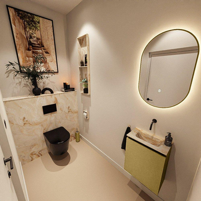 MONDIAZ TURE-DLUX Meuble toilette - 40cm - Oro - EDEN - vasque Frappe - position centrale - sans trou de robinet
