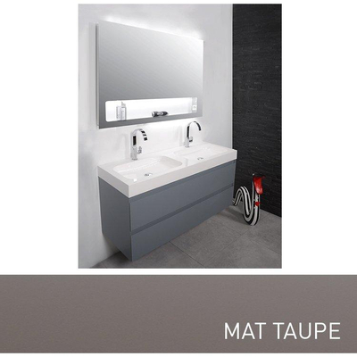 INK Wastafelonderkast - 120x45x52cm - 2 lades - greeploos - MDF lak - Mat taupe
