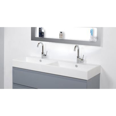 Ink Unlimited lavabo - 120x45x11cm - 2 vasques - 2 trous de robinet - blanc brillant