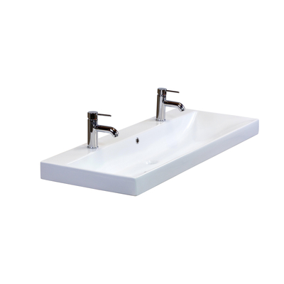 HR badmeubelen Just Lavabo - 121x46x7.5cm - 1 bac - 2 trous de robinet - céramique blanche