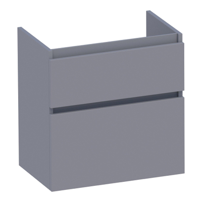 BRAUER Delight meuble sous-lavabo peu profond - 60x39x60cm - 2 tiroirs à fermeture douce - sans poignées - 1 découpe pour siphon - gris mat