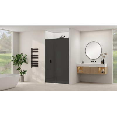Van Rijn Products ST09 Schuifdeur vast deel - 177.5x200cm - grijs rookglas - soft-close - incl. Zwart