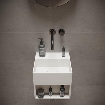 Ideavit SolidBliss Wastafel 30x30x28cm 0 kraangaten Solid surface mat wit