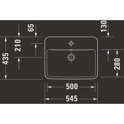 Duravit No.1 Halfinbouwwastafel - 55x43.5cm - 1 kraangat - met overloop - glans wit