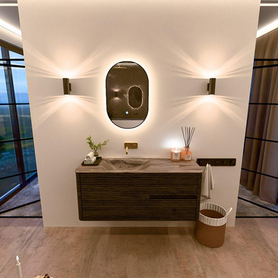 Mondiaz CIRO-DLUX Ensemble de meubles de salle de bains - 120x45x50cm - vasque solid surface Sombra - 1 bassin à gauche - sans trous de robinet - 2 tiroirs - Shadow