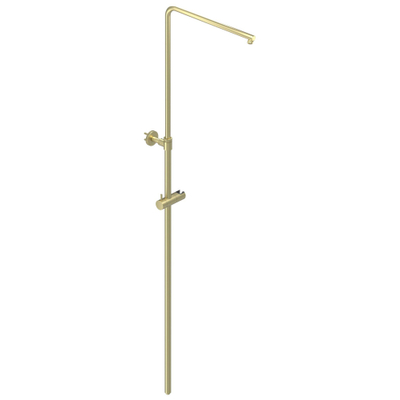 IVY Bond Ensemble de douche pluie - mural - pomme de douche slim 25 cm - douchette stick Or brossé mat PVD