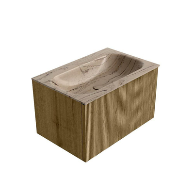 MONDIAZ KURVE-DLUX Meuble de salle de bains 70cm couleur Dusk avec 1 tiroir et 0 porte. Lavabo BIG SMALL Centre sans trou de robinet Arena.