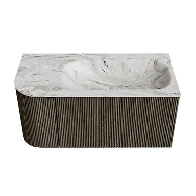 Mondiaz KURVE-DLUX Badkamermeubelset - 95x46x40cm - 1 lade - 1 deur - wastafel solid surface - rechts - zonder kraangat - Shadow