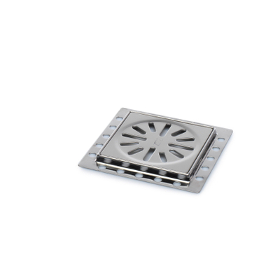 Aquaberg Siphon de rénovation avec grille en inox 10x10cm hauteur d''encastrement 8mm