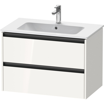 Duravit Ketho.2 Wastafelonderbouwkast - met 2 laden - 81x48x55cm - met grepen antraciet - hoogglans wit