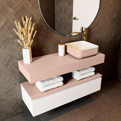 Mondiaz TOP 41 Vrijhangend Topblad - 110x41x12cm - geschikt voor waskom - Solid surface - Rosee