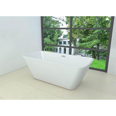 Wiesbaden Larx Baignoire îlot 170 x 78 cm acrylique brillant blanc avec bonde brillant blanc