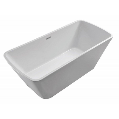 Wiesbaden Larx Baignoire îlot 170 x 78 cm acrylique brillant blanc avec bonde brillant blanc