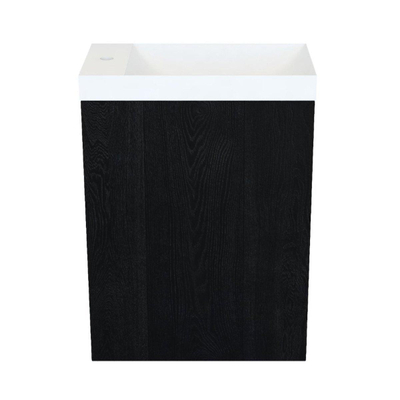 Arcqua Marble Ensemble fontaine - 40x22x54.5cm - fontaine mat blanc - avec trop-plein - chêne noir