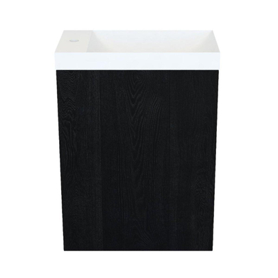 Arcqua marble set de lave-mains 40x22x54.5cm lave-mains blanc mat avec trop plein chêne noir