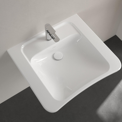 Villeroy & boch vicare lavabo 65x55x19cm rectangle 1 trou pour robinet sans trou de trop-plein blanc alpin céramique brillante