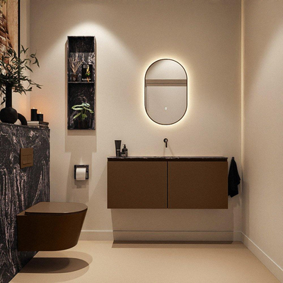 MONDIAZ TURE-DLUX Meuble WC 120 cm Rust. EDEN lavabo Lava position milieu. Sans trou de robinet.