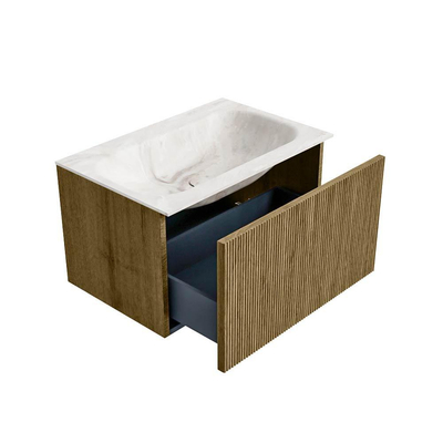 Mondiaz KURVE-DLUX Badkamermeubelset - 70x46x40cm - 1 lade - wastafel solid surface - midden - zonder kraangat - Dusk