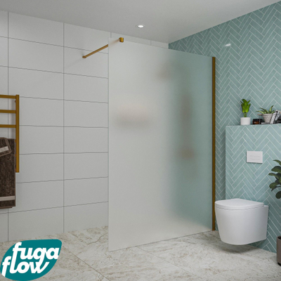 FugaFlow Eccelente Vetro Douche à l'italienne - 140x200cm - verre satiné - Cuivre brossé