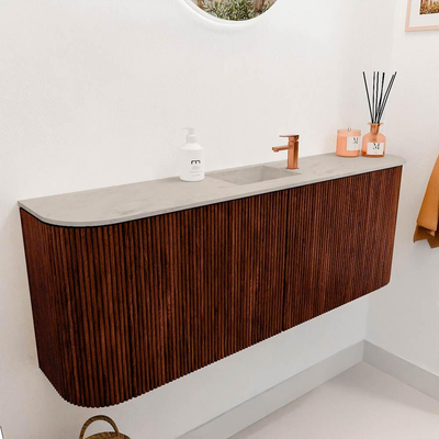 Mondiaz JOYA-DLUX 113.2cm toiletmeubel - ronding links en rechts kleur Ruby - Wastafel FAYE positie Midden 1 kraangat kleur Opalo.