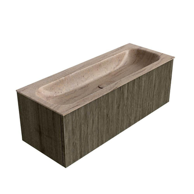 MONDIAZ KURVE-DLUX Meuble de salle de bains 120 cm couleur Shadow avec 1 tiroir et 0 porte. Lavabo BIG LARGE Central 1 trou de robinet Saba.