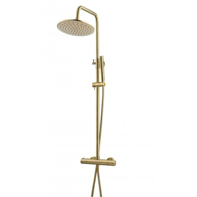 Wiesbaden Caral Thermostatische regendoucheset - opbouw - PVD - geborsteld messing (goud)