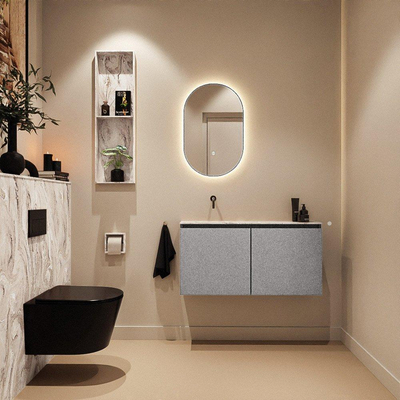 MONDIAZ TURE-DLUX 100cm toiletmeubel Plata. EDEN wastafel Glace positie links. Zonder kraangat.