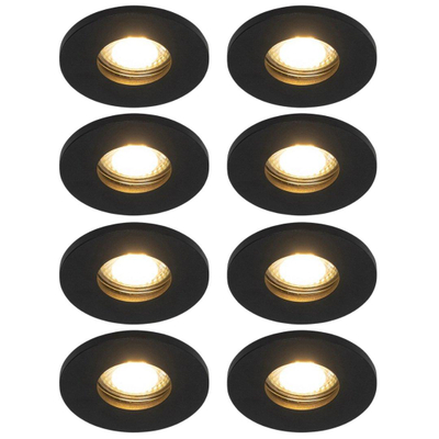 QAZQA Shed Spot encastrable - set de 8 - 8,5x8,5cm - IP54 - rond - noir mat