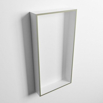 Mondiaz Easy nis 29.5x59.5x8cm voor Inbouw/opbouw 1 open vak Solid surface Talc/Army