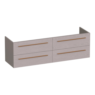 BRAUER Trust meuble sous-lavabo 160 sans poignées rapportées 4 tiroirs à fermeture amortie et 2 découpes pour siphon - Timber Greige