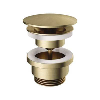 Hotbath Pal always open plug met schroef rond messing geborsteld OUTLETSTORE