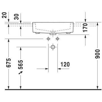 Duravit Vero Half inbouwwastafel - met kraangat - met overloop - 55x47cm - met wondergliss - inclusief bevestiging - wit