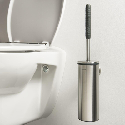 Tiger Boston Comfort en Safety Toiletborstel met houder RVS geborsteld 9x46.9x12.6cm SHOWROOMMODEL